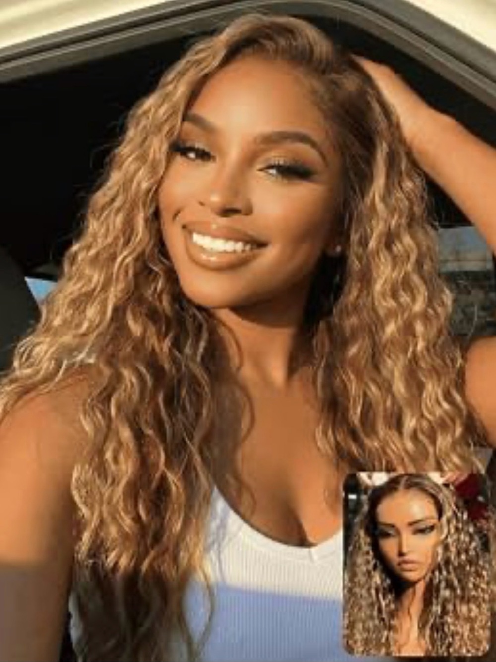 Blonde Water Wave Human Hair Wig - Natural Honey Blonde